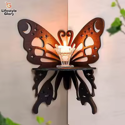 Corner Butterfly Wall Shelf