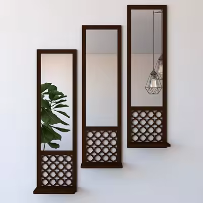 Wooden Mirror Pot Holder Shelf