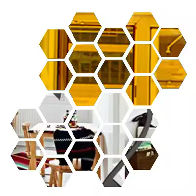 3D Hexagon Mirror Stickers, 6pc