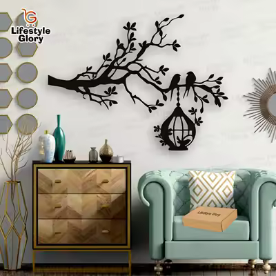 3D Tree with Birds Wall Art