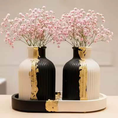 Concrete Vase and Tray Set